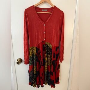 Chalet et Cici Long Sleeve Button Front Dress